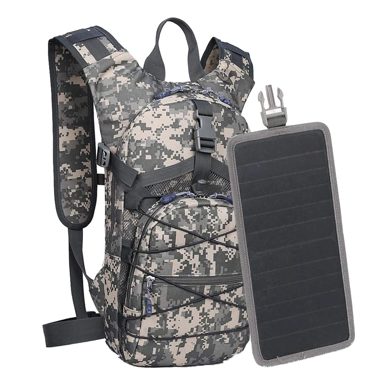 Tactical Hydration Backpack with 2L Water Bladder Solar Powered Backpack Bag