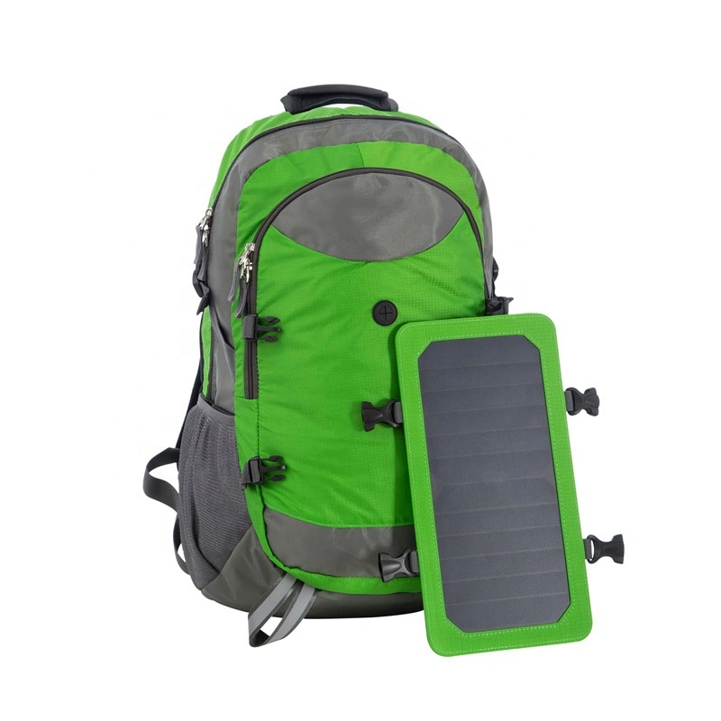 Wholesales Outdoor New Design Solar Travel Men&prime;s Backpack USB Charging Solar Panel Hiking Bag Mobile Phone Solar Backpack