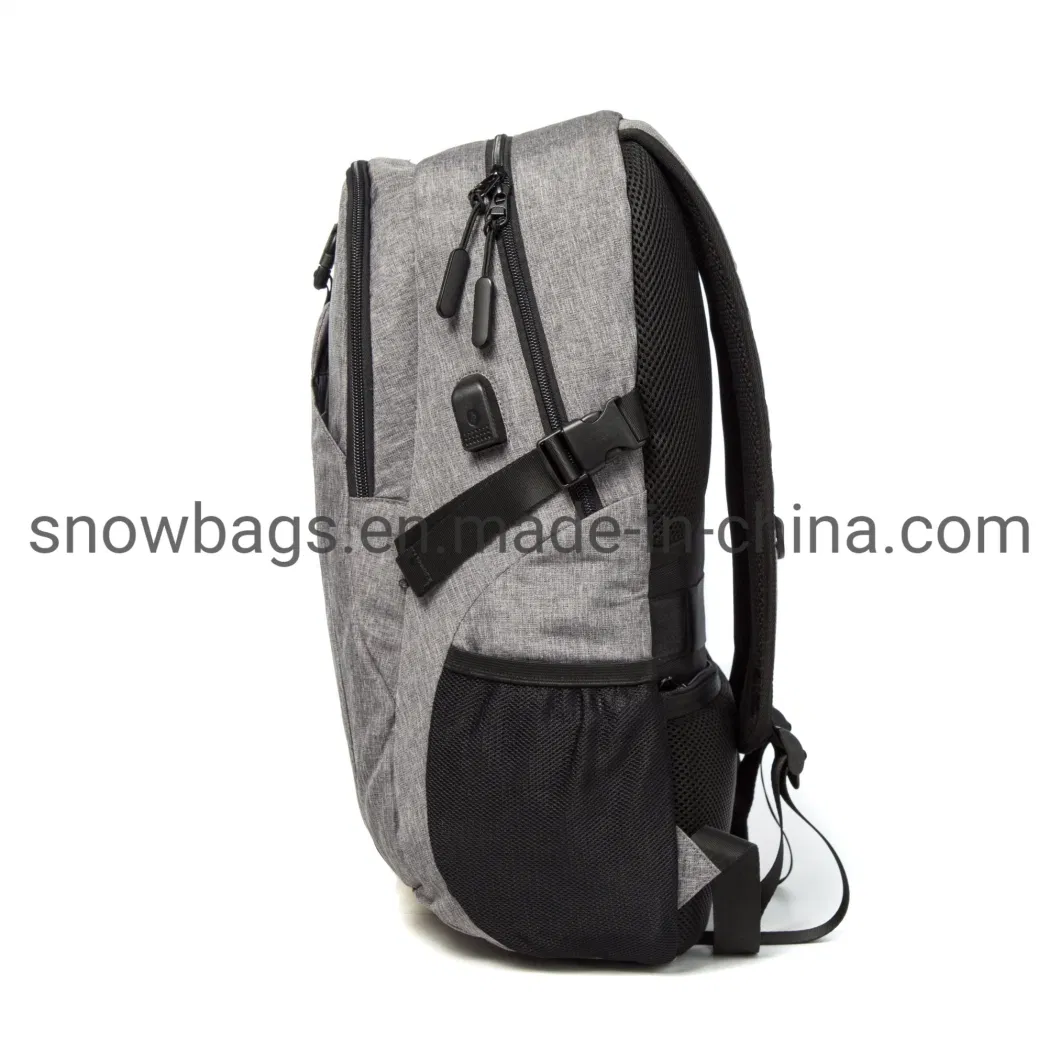 Gray and Black Color Laptop Backpack with Solar Camping